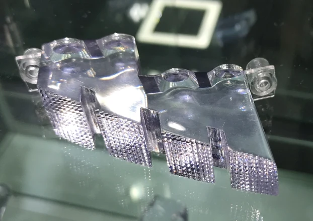Transparent plastic part sample