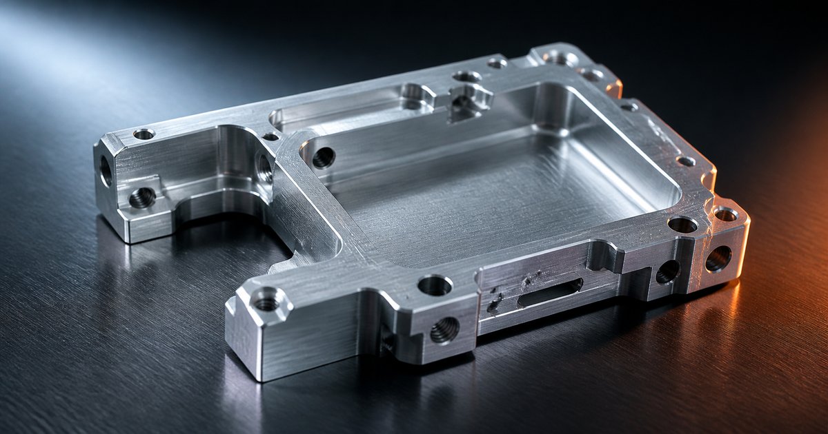 Precision CNC-milled aluminum 6061-T6 enclosure bracket with pockets and thru-holes