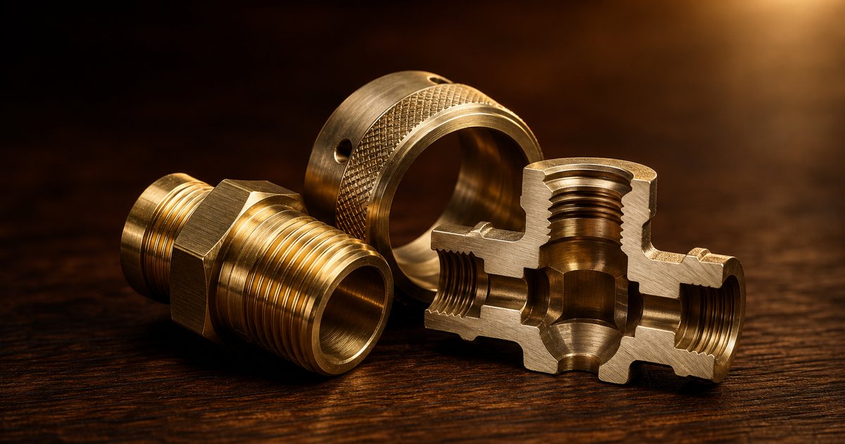 Precision-machined brass fittings — C360, C385, NSF lead-free brass valve and connector ring